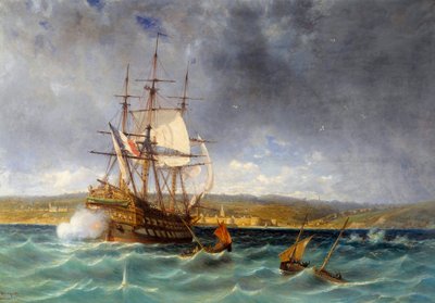 コンカルノー港に入る退役軍人 詳細ミシェル・ブーケ（1807-1890）画 19世紀 ブレスト、Musee des Beaux Arts 作： Michel Bouquet