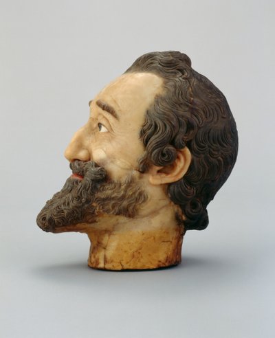 フランスのヘンリー4世の肖像画の頭、1610年頃（ワックス）（312106および312138も参照） 作： Michel Bourdin
