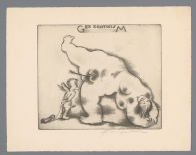 Ex libris van Gianni Mantero ゲクスエロティシズム（タイトルオンオブジェクト） 作： Michel Fingesten (signed by artist)