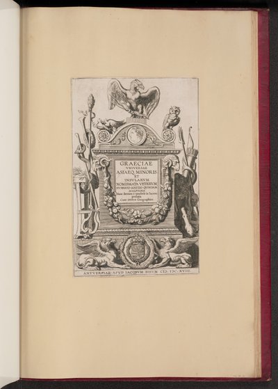 Hubert Goltzius のタイトル ページ。Graeciae Vniversae Asiaeq。 マイナーとアイルズのメダル 作： Michel Lasne after Sir Peter Paul Rubens
