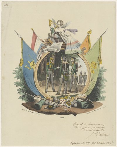 ライデン大学のボランティア ハンターのメダリオン、1830 年 作： Michel Mourot