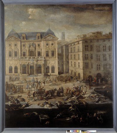 1720年のペストの際の（マルセイユ）市庁舎の様子 作： Michel Serre