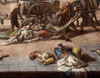 1720年のペストの際の（マルセイユ）市庁舎の様子 作： Michel Serre
