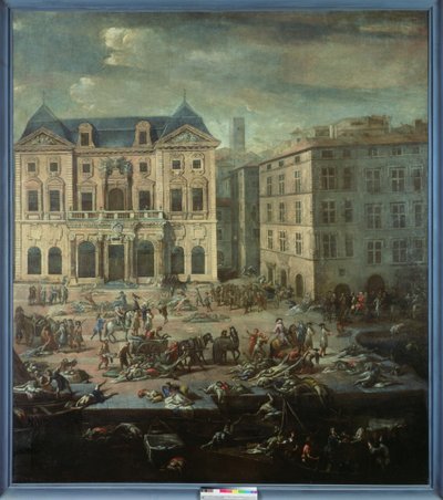 1720年のペスト中のマルセイユ市庁舎の眺め 作： Michel Serre