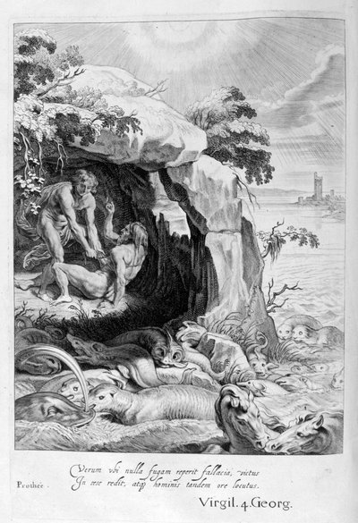 アリステウスはプロテウスに彼のオラクルを明かすよう強いる、1655。 作： Michel de Marolles
