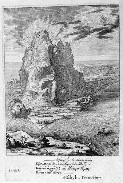 エトナ山の下に埋葬されたエンケラドス、1655 作： Michel de Marolles