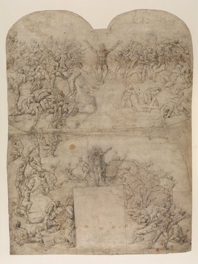 ミケランジェロ（？）（レクト）後の最後の審判（紙にペンとインクとチョーク） 作： Michelangelo (after) Buonarroti