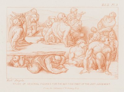 最後の審判」の下部のための数人の人物の習作（エッチング 作： Michelangelo (after) Buonarroti