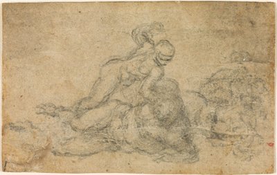 ミケランジェロ - ダヴィデとゴリアテ。ヴェルソ罫 建築習作 1550-1556年頃 I, 32a 作： Michelangelo