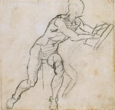 裸で座っている男性、c1490-1560 作： Michelangelo Buonarroti