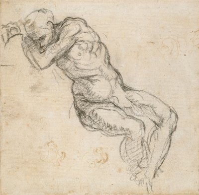 眠っている裸の男、c1490-1560 作： Michelangelo Buonarroti