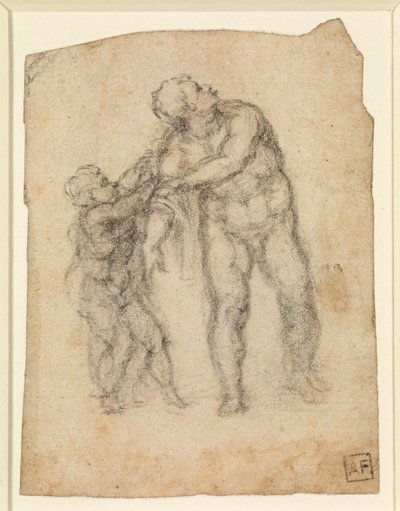 アエネアスと子供（長方形）（紙に鉛筆）【5934523参照 作： Michelangelo Buonarroti