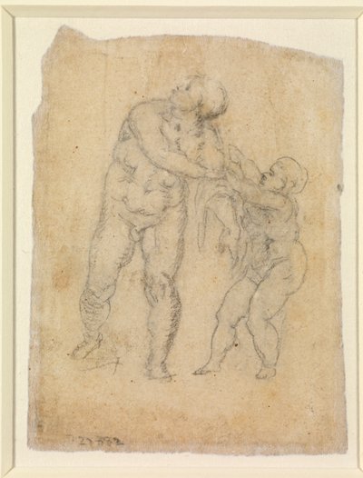 アイネイアースと子供（verso）、nd（紙に鉛筆）[5934522を参照] 作： Michelangelo Buonarroti