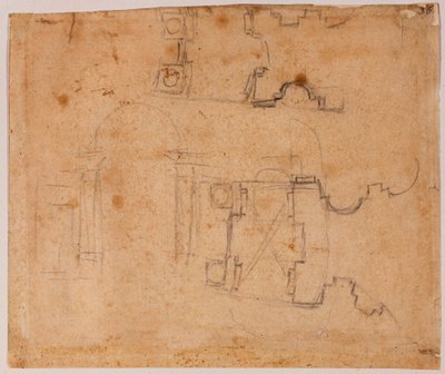 サン・ジョヴァンニ・デイ・フィオレンティーニの建築立面図と平面図詳細 作： Michelangelo Buonarroti