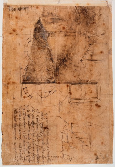 自筆の建築研究と詩の断片 作： Michelangelo Buonarroti