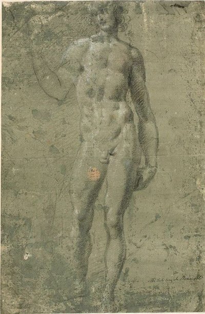 バッカス（直腸）; 建築スケッチ (裏面) 作： Michelangelo Buonarroti