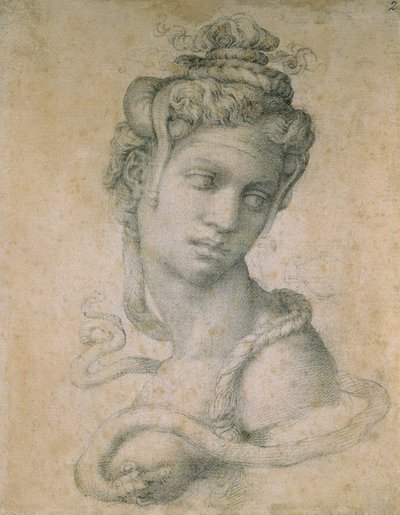 クレオパトラ（紀元前69-30年）（木炭） 作： Michelangelo Buonarroti