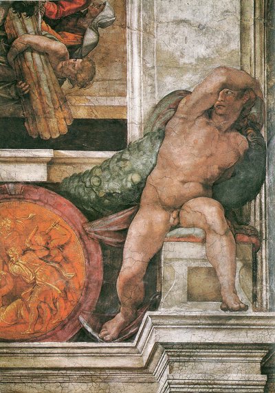 バチカンのシスティーナ礼拝堂の天井、1508年から1512年の詳細 作： Michelangelo Buonarroti