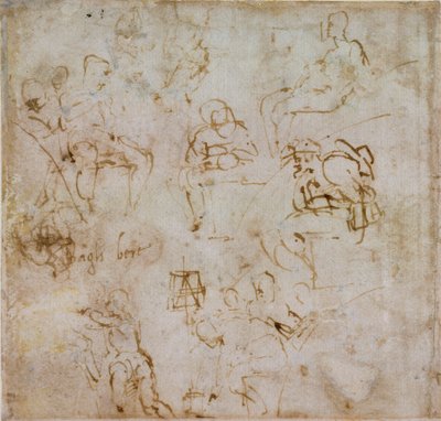 8つの小さな図研究、c1490-1560 作： Michelangelo Buonarroti