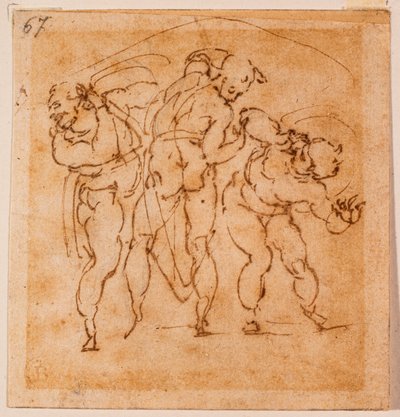 変容」のための人物習作、16世紀、デッサン 作： Michelangelo Buonarroti