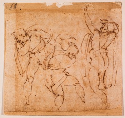 変容」のための人物習作、16世紀、デッサン 作： Michelangelo Buonarroti