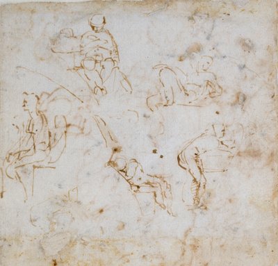 5つの小さな図研究、c1490-1560 作： Michelangelo Buonarroti