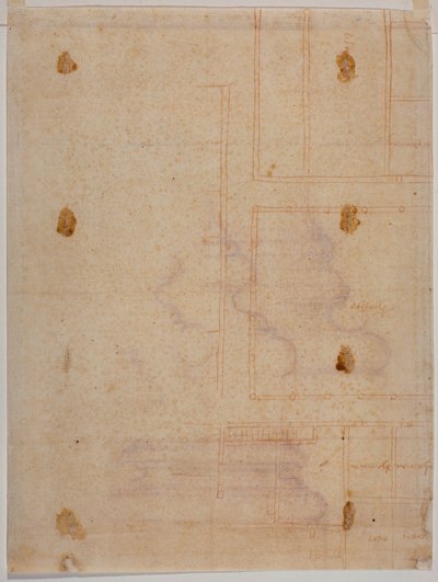 サン・ロレンツォ修道院の断片的な平面図 作： Michelangelo Buonarroti