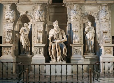 イタリア、ローマ、サン・ピエトロ大聖堂、ユリウス2世の墓からのレイチェル、モーゼ、レアのディテール、1515年頃、ミケランジェロ（1475-1564）作 作： Michelangelo Buonarroti