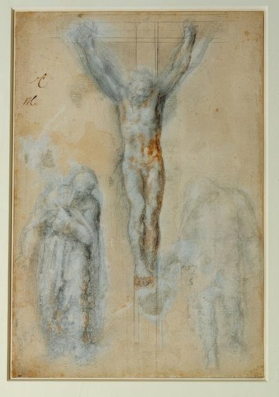 聖母とセントジョンの間の十字架上のキリスト（？） 作： Michelangelo Buonarroti