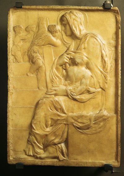階段の聖母」ミケランジェロ（1475-1564） 作： Michelangelo Buonarroti