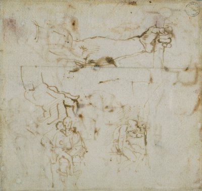 スケッチブックのページ、c1490-1560 作： Michelangelo Buonarroti