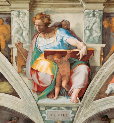 預言者とシビュルバチカンのダニエル・システィーナ礼拝堂の天井、1508年から1512年。 作： Michelangelo Buonarroti