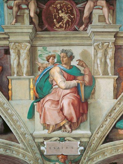 預言者とシビュルバチカンのイザヤ・システィーナ礼拝堂の天井、1508年から1512年。 作： Michelangelo Buonarroti