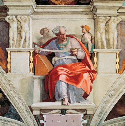 預言者とシビュルバチカンのジョエル・システィーナ礼拝堂の天井、1508年から1512年。 作： Michelangelo Buonarroti
