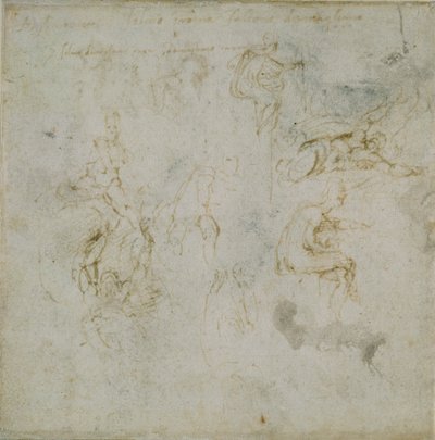 直訳：八図研究。 Verso: Figure Study、c1490-1560。 作： Michelangelo Buonarroti
