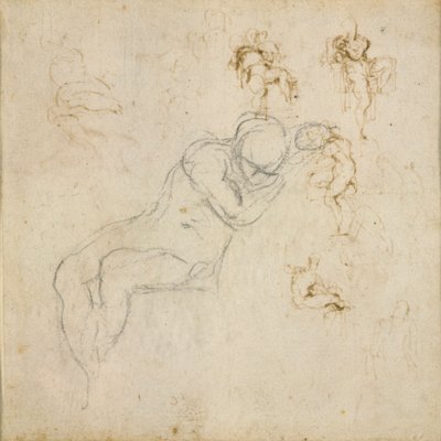 直訳：八図研究。 裏面: Figure Study、c1490-1560 作： Michelangelo Buonarroti