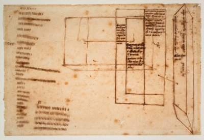 ユリウス2世の墓の大理石ブロックのスケッチ 作： Michelangelo Buonarroti