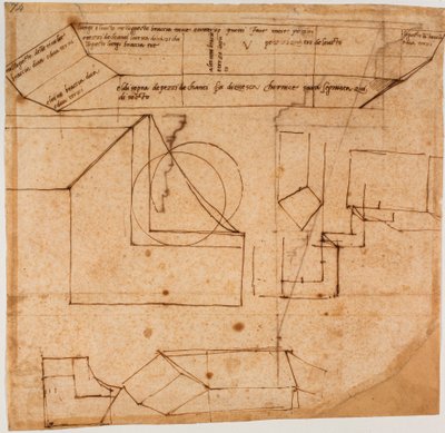 ユリウス2世の墓の大理石ブロックのスケッチ 作： Michelangelo Buonarroti