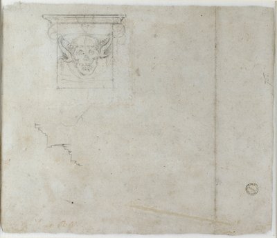 建築の詳細とグロテスクなマスクの研究、c1490-1560 作： Michelangelo Buonarroti