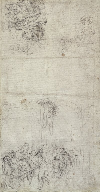 最後の審判の研究（紙にペンと鉛筆）（verso） 作： Michelangelo Buonarroti