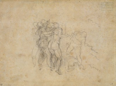 最後の審判の研究（紙の上のグラファイト） 作： Michelangelo Buonarroti