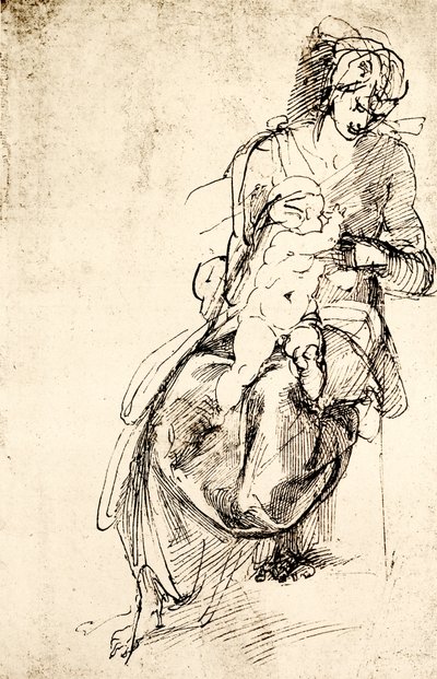 フローレンスのメディチ家礼拝堂のマドンナ像の研究 作： Michelangelo Buonarroti
