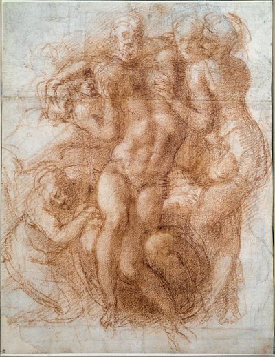 ピエタのためのスタディ キリストのデポジション（デッサン 作： Michelangelo Buonarroti