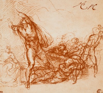 パオリーナ礼拝堂のフレスコ画の勉強。ミケランジェロの絵。ルーブル美術館、パリ 作： Michelangelo Buonarroti