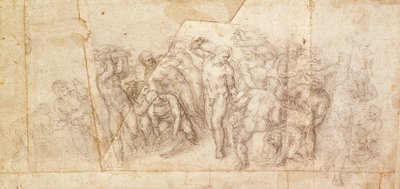 物語の場面のフィギュアの研究（木炭紙）（直腸） 作： Michelangelo Buonarroti