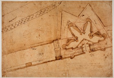 ポルタ・アル・プラートの要塞化に関する研究 作： Michelangelo Buonarroti