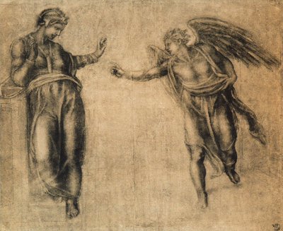ミシュランジェロが描いた受胎告知。内閣描画と版画、ウフィツィ美術館、フィレンツェ 作： Michelangelo Buonarroti