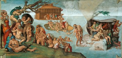 バチカン市国のシスティーナ礼拝堂の天井「大洪水」（1508-1512年）。 作： Michelangelo Buonarroti