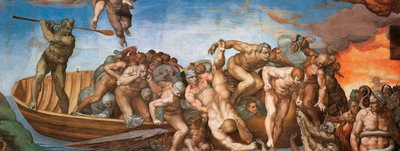 バチカン市国のシスティーナ礼拝堂の「最後の審判」のフレスコ画（1536-1541年）。 作： Michelangelo Buonarroti