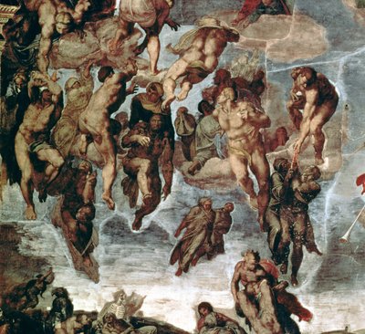 システィーナ礼拝堂の「最後の審判」からの詳細、天国への正義、1508-12年 作： Michelangelo Buonarroti